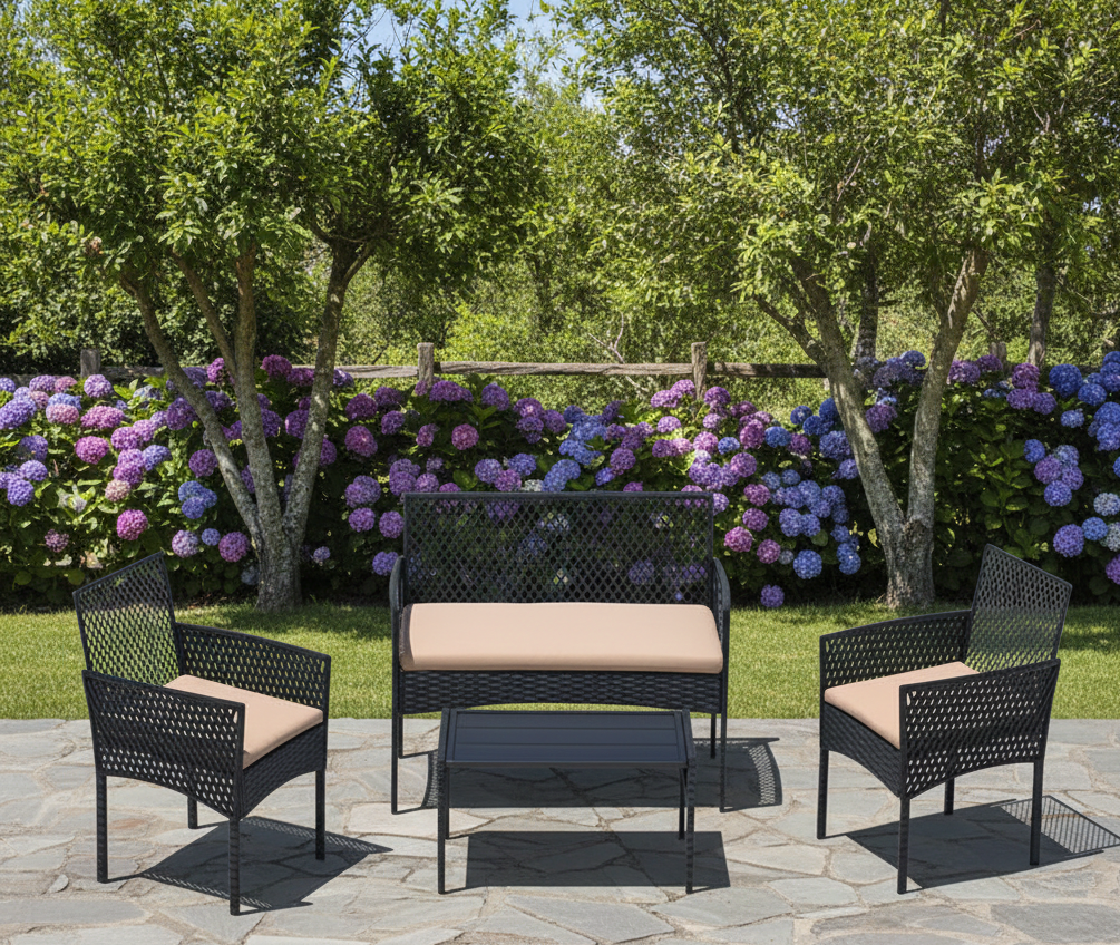 4-Piece Rattan Patio Furniture Set