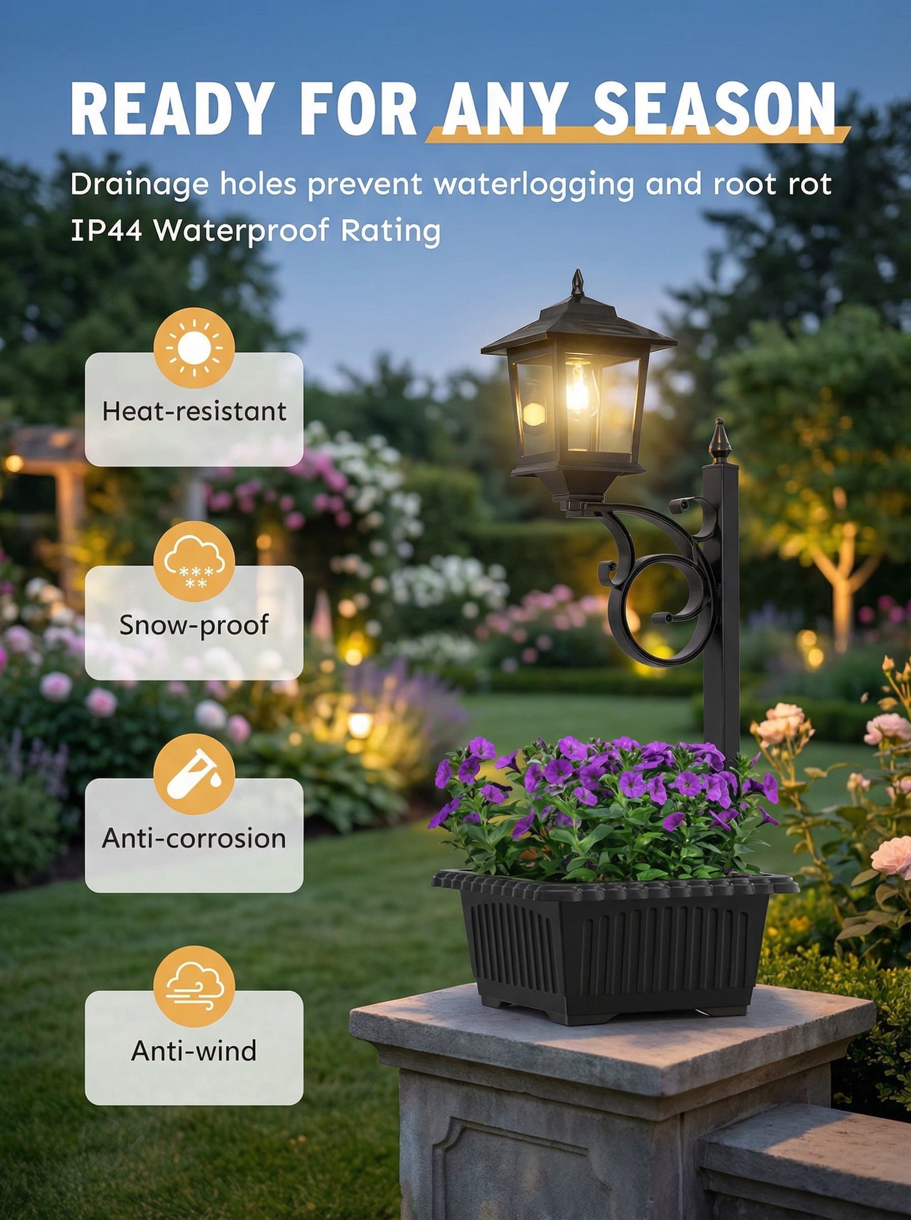 Solar Lamp Post with Flower Pot