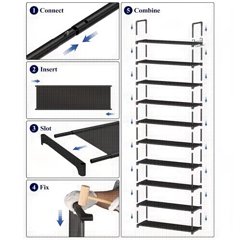 Multi-Tier Shoe Rack with Side Hooks