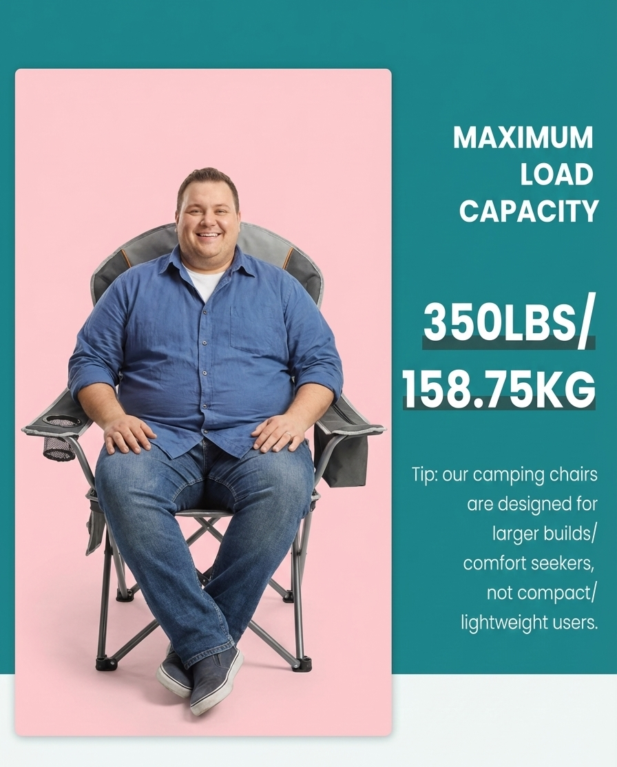 500 lb Folding Camping Chair with Cooler Bag