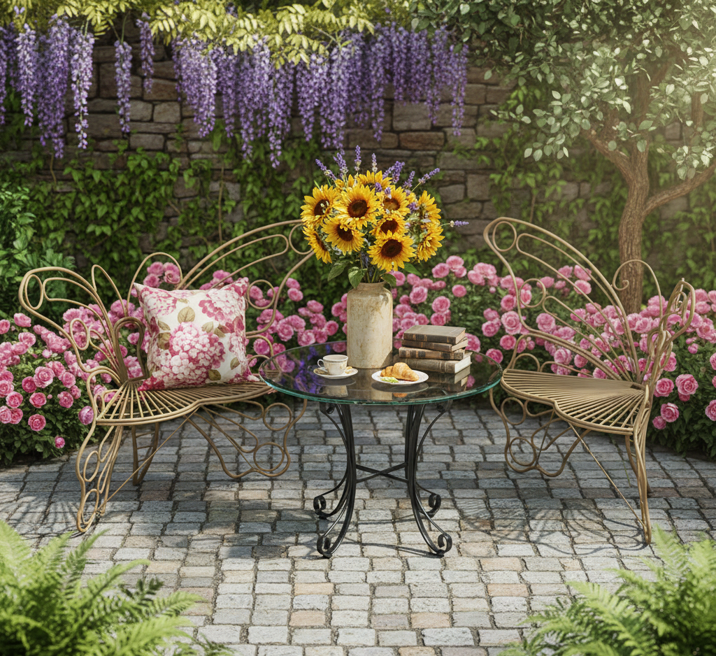 50" Outdoor Metal Garden Bench