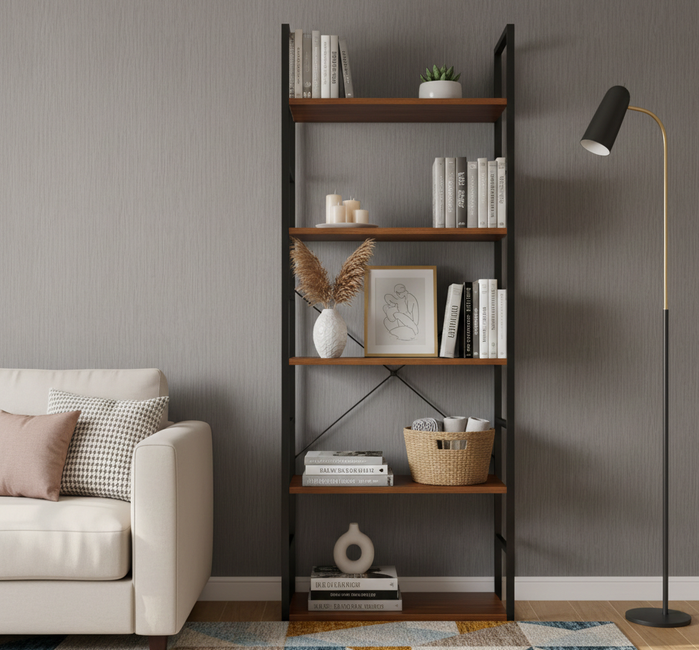 Industrial Multi-Tier Bookshelf