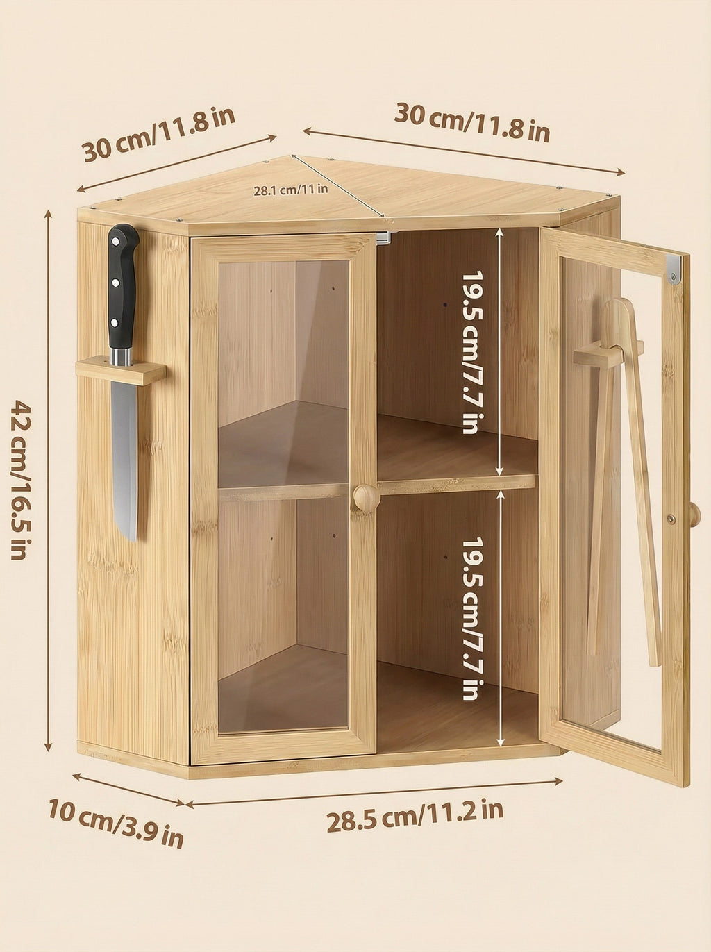 2-Tier Bamboo Bread Box with Clear Doors