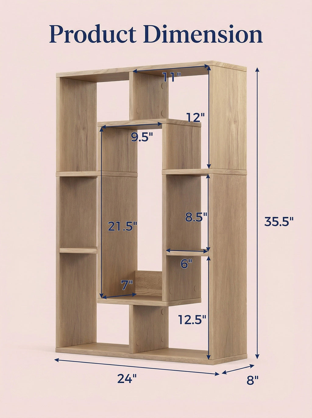 7-Tier Cube Bookshelf for Small Spaces