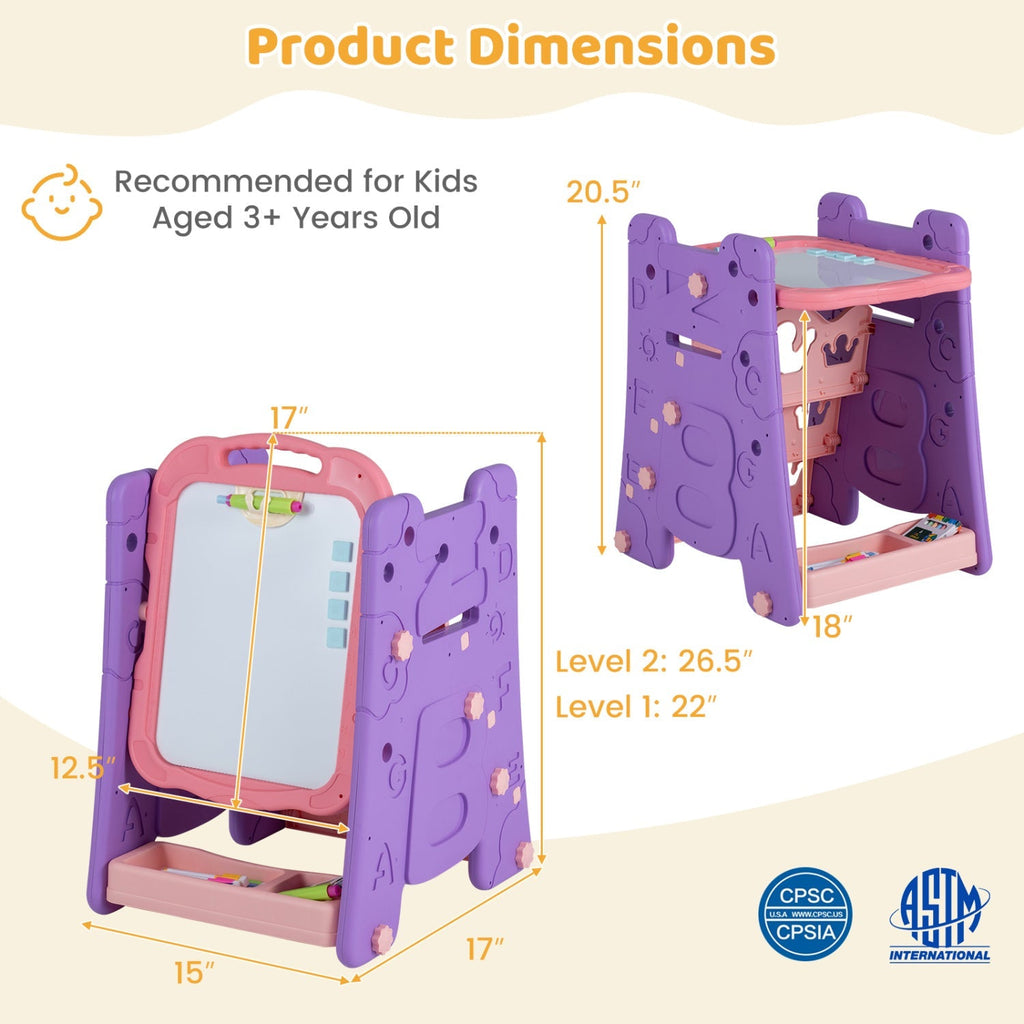 Kids Art Easel 4-in-1 Double Sided Magnetic Board