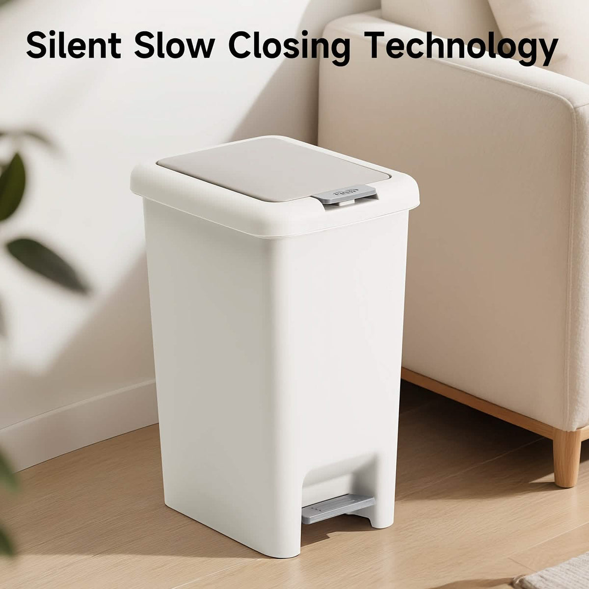 20L Oval Trash Can with Press-Top Lid & Foot Pedal