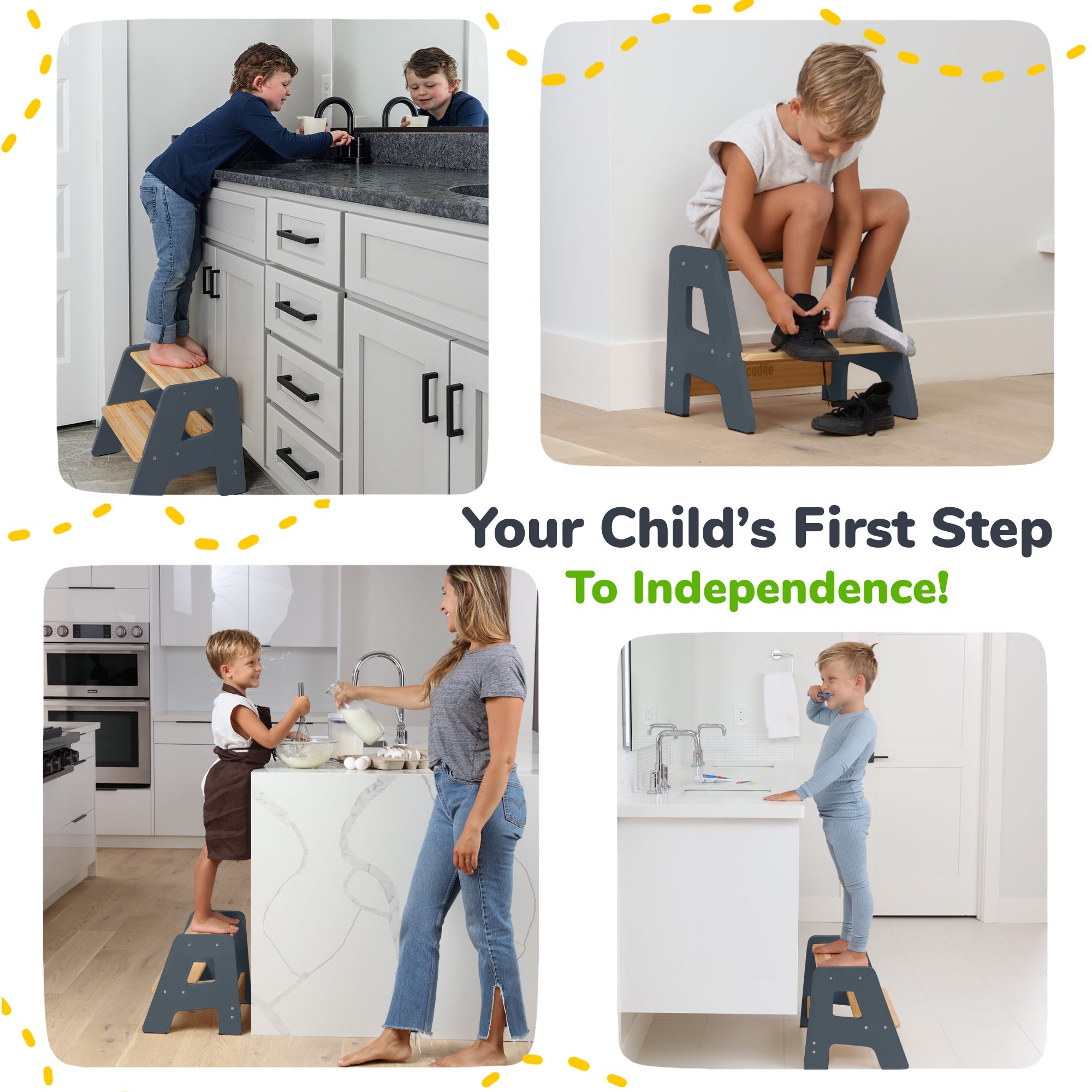 2-Step Wooden Stool for Toddlers – Ages 2+