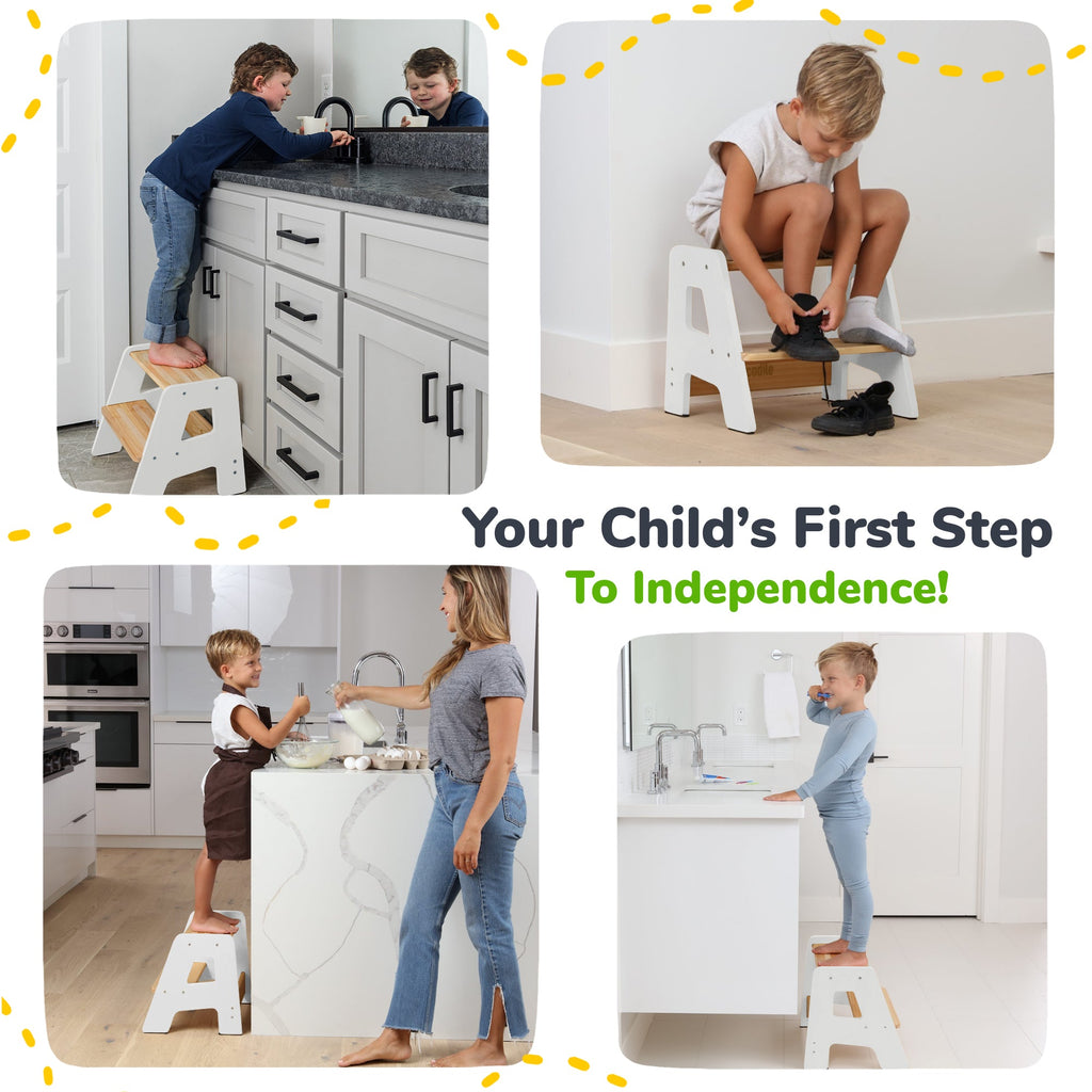 2-Step Wooden Stool for Toddlers – Ages 2+