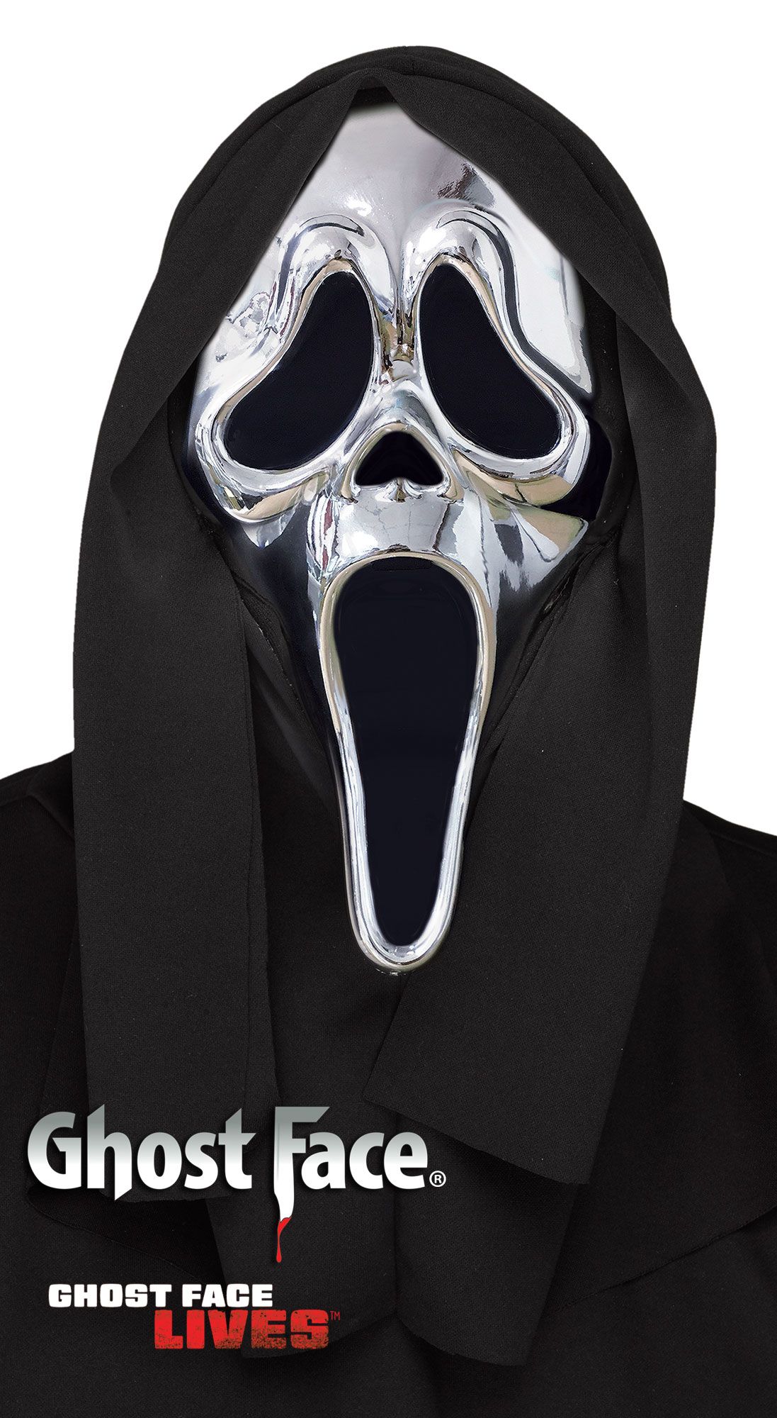 Ghost Face Silver Chrome Costume Mask