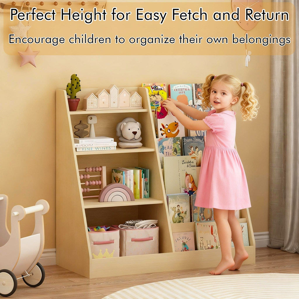 Kids Bookshelf & Toy Organizer – Natural or Pink