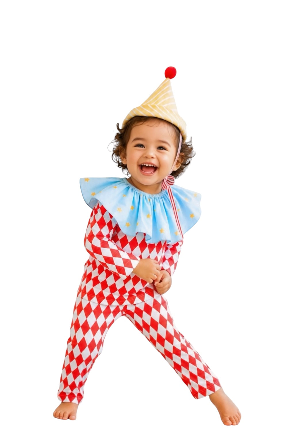 Vintage Harlequin Clown Costume for Kids – product view 2