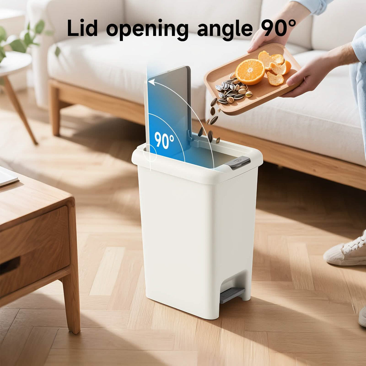 20L Oval Trash Can with Press-Top Lid & Foot Pedal
