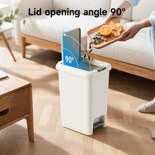 20L Oval Trash Can with Press-Top Lid & Foot Pedal