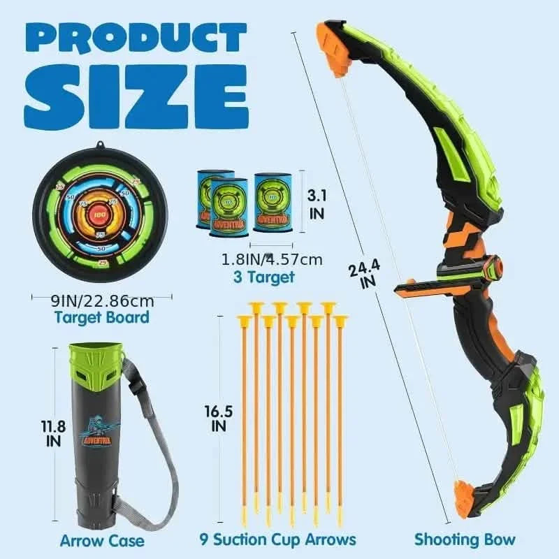 Kids LED Bow & Arrow Toy Set with Suction Cup Arrows