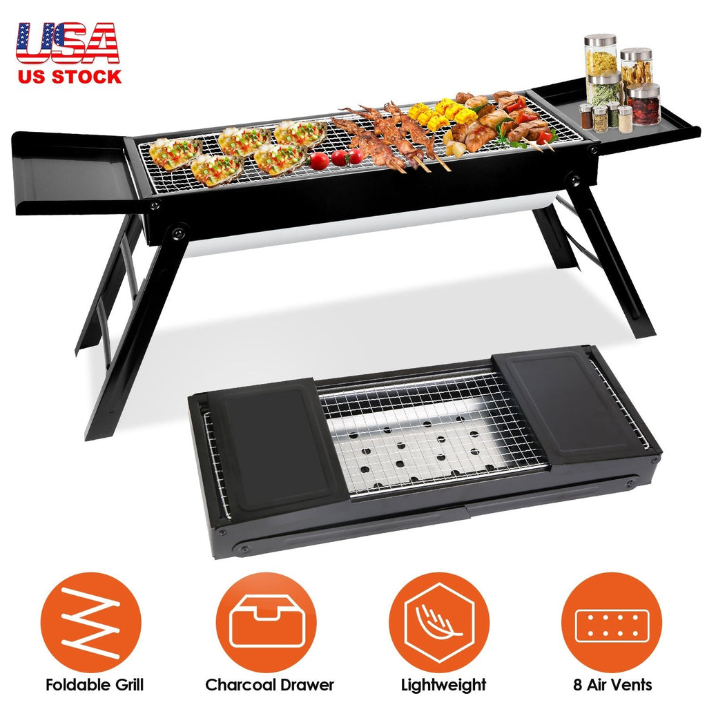 Foldable Charcoal Grill with Side Shelf – product view 3