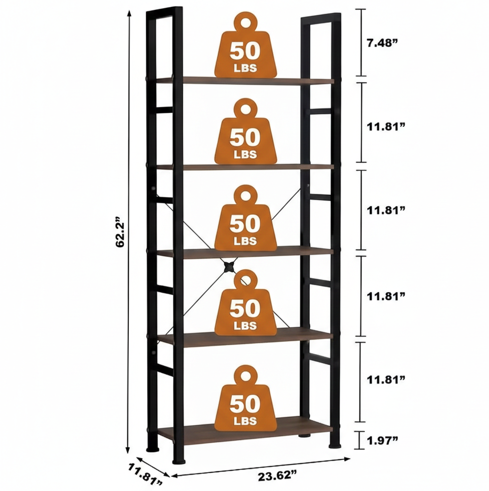 Industrial Multi-Tier Bookshelf