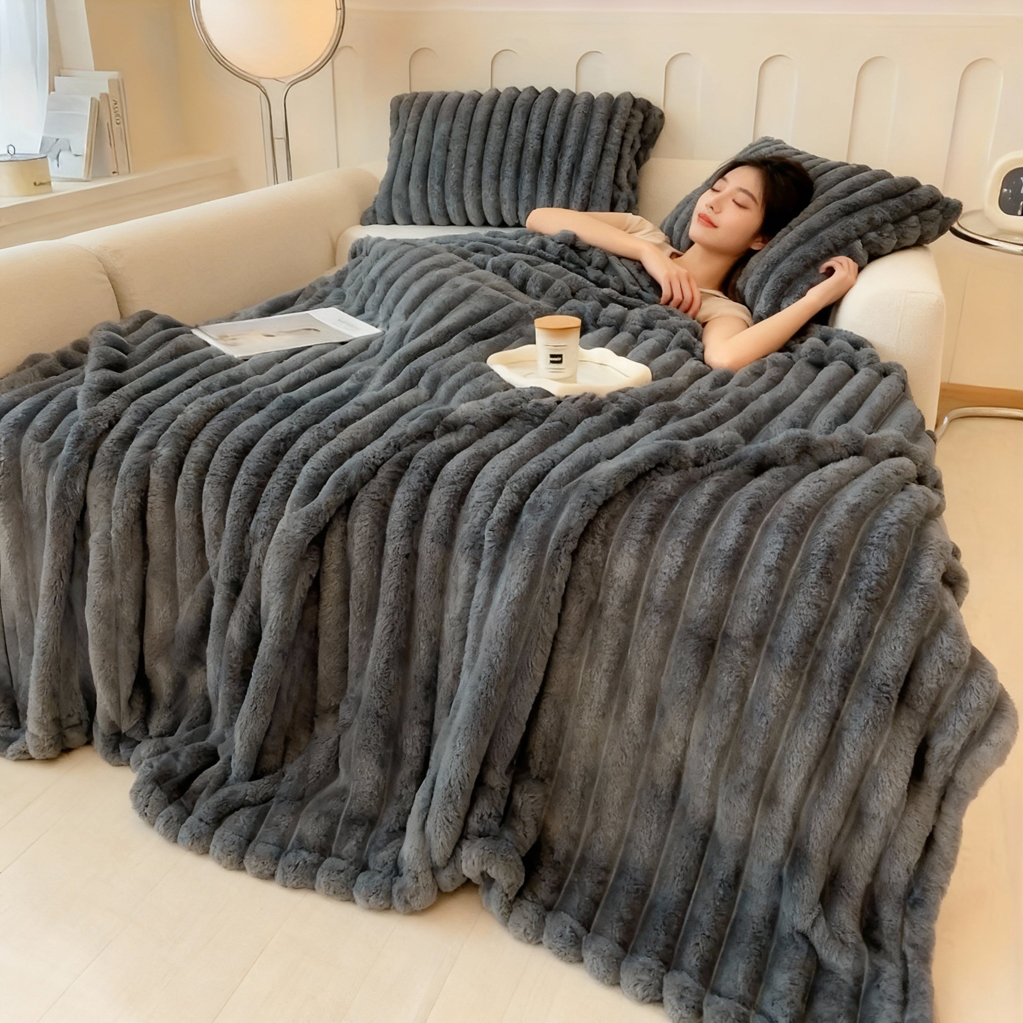 Ultra-Soft Bunny-Plush Throw Blanket