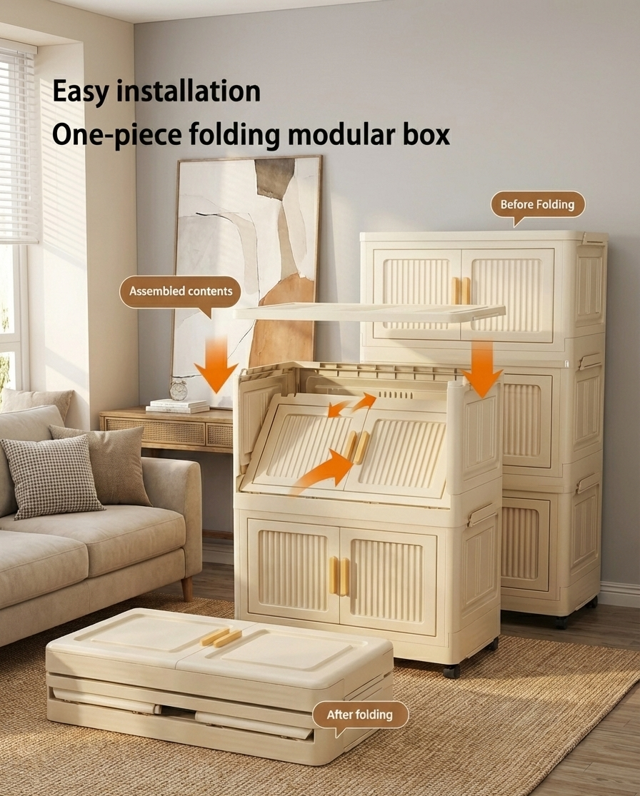 Foldable Rolling Storage Cabinet – 2–6 Layers