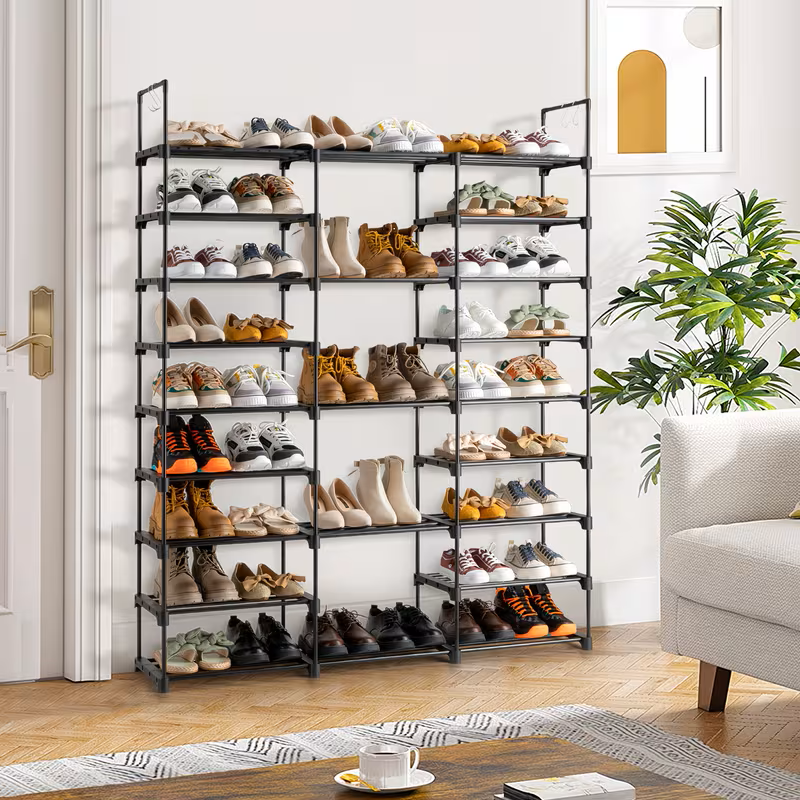 Multi-Tier Shoe Rack with Side Hooks