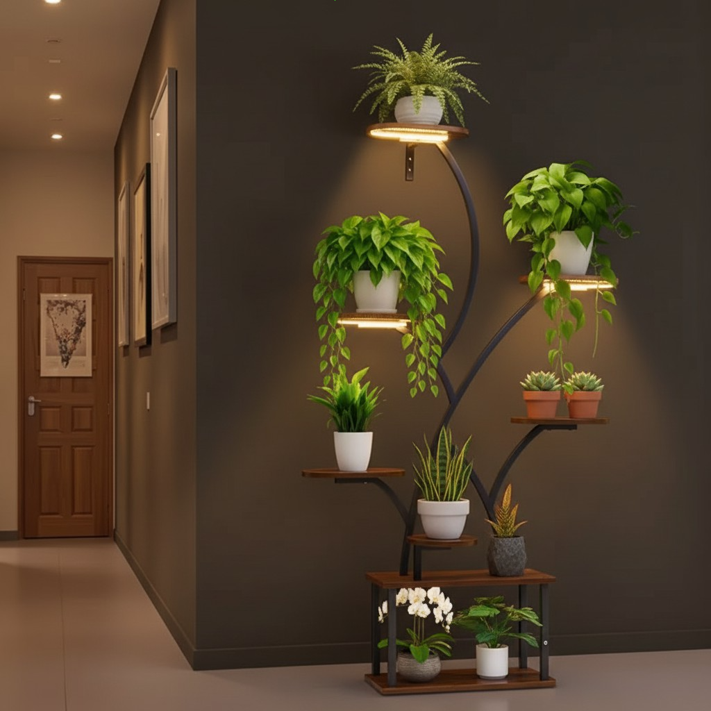 8-Tier Metal Plant Stand with Grow Lights