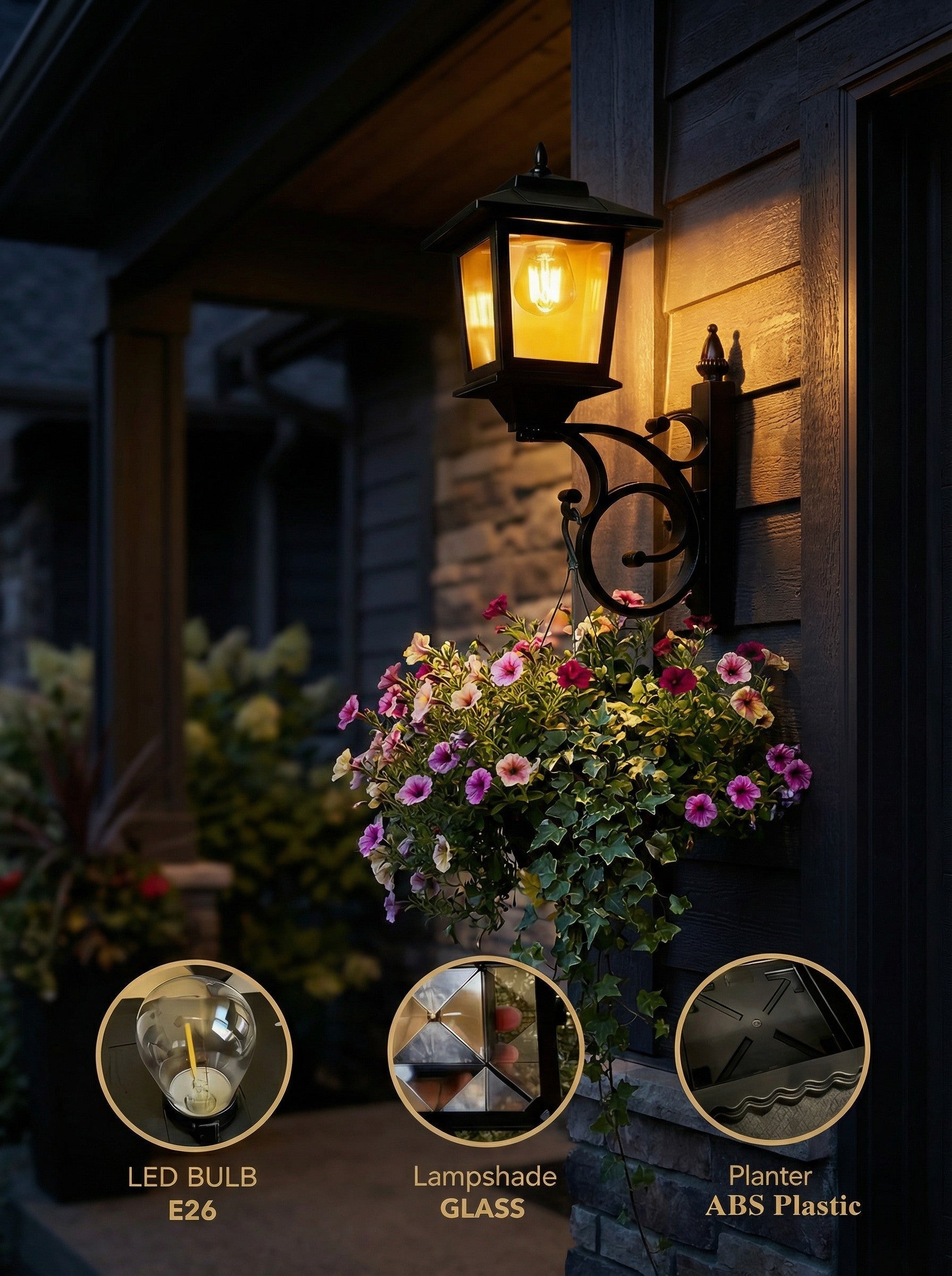 Solar Lamp Post with Flower Pot