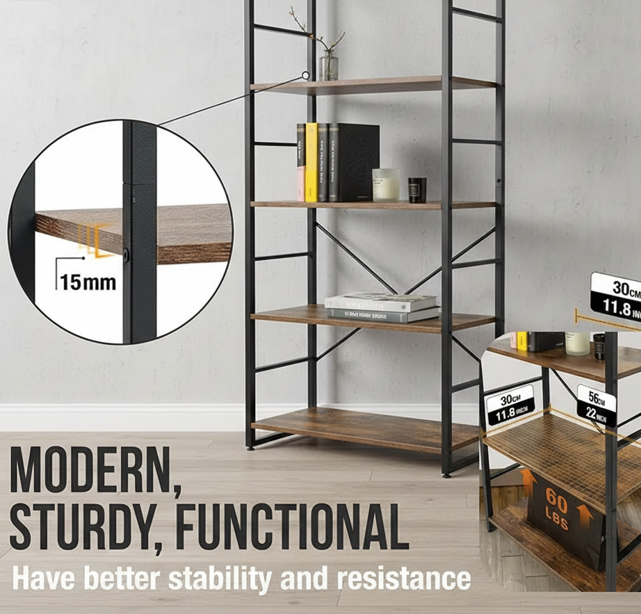 Industrial Multi-Tier Bookshelf