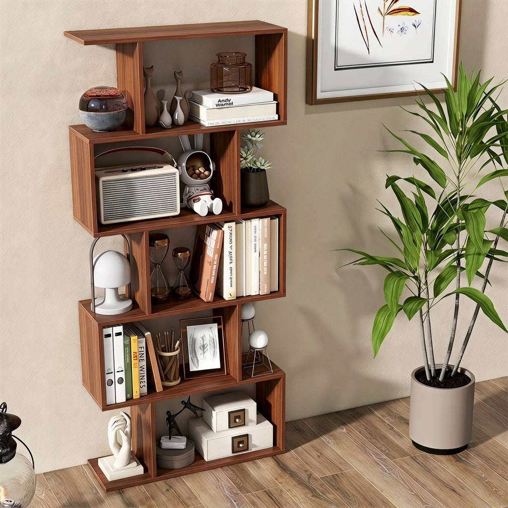 5-Tier S-Shaped Bookshelf