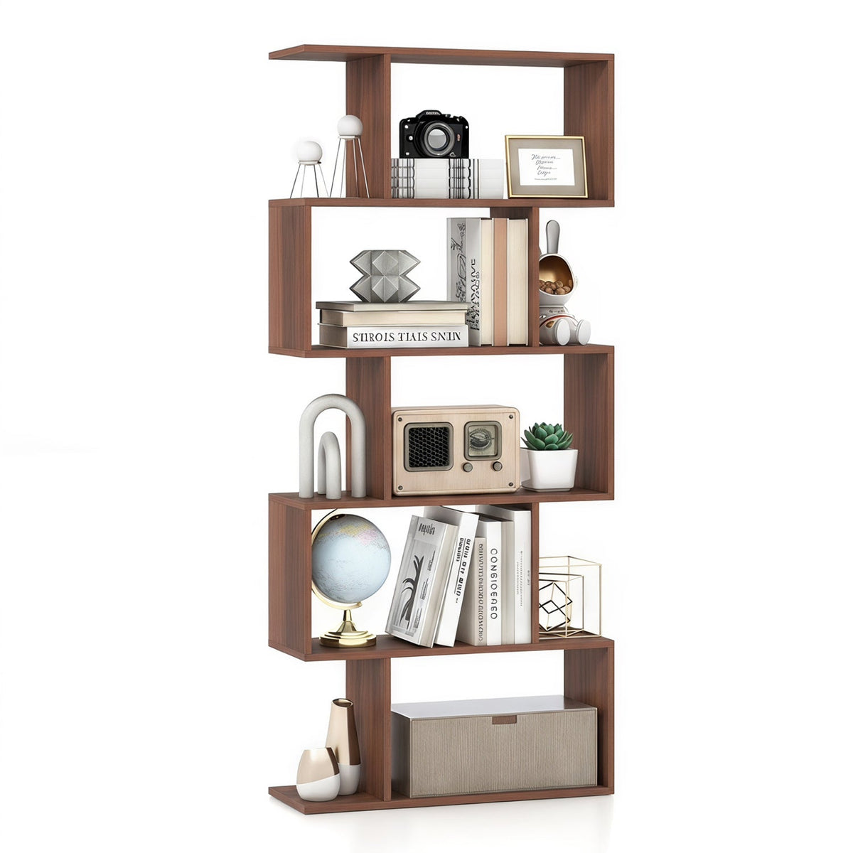 5-Tier S-Shaped Bookshelf