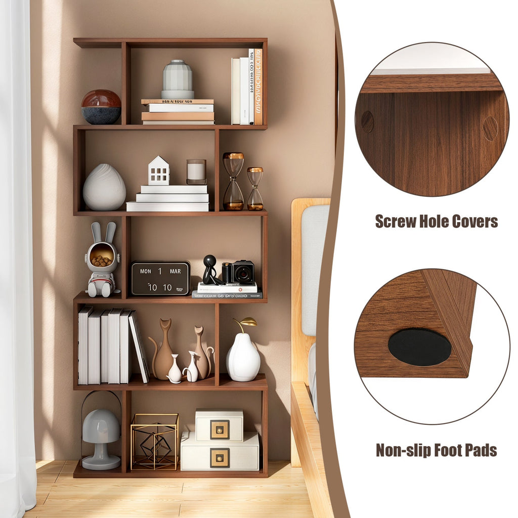 5-Tier S-Shaped Bookshelf
