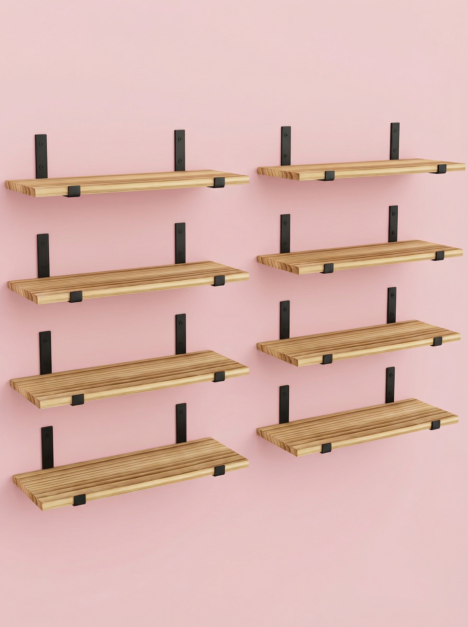 Rustic Wall Shelves with Metal Brackets – 5/8 Pack