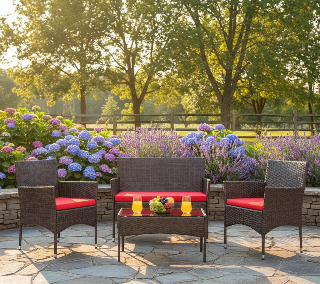 4-Piece Rattan Patio Furniture Set