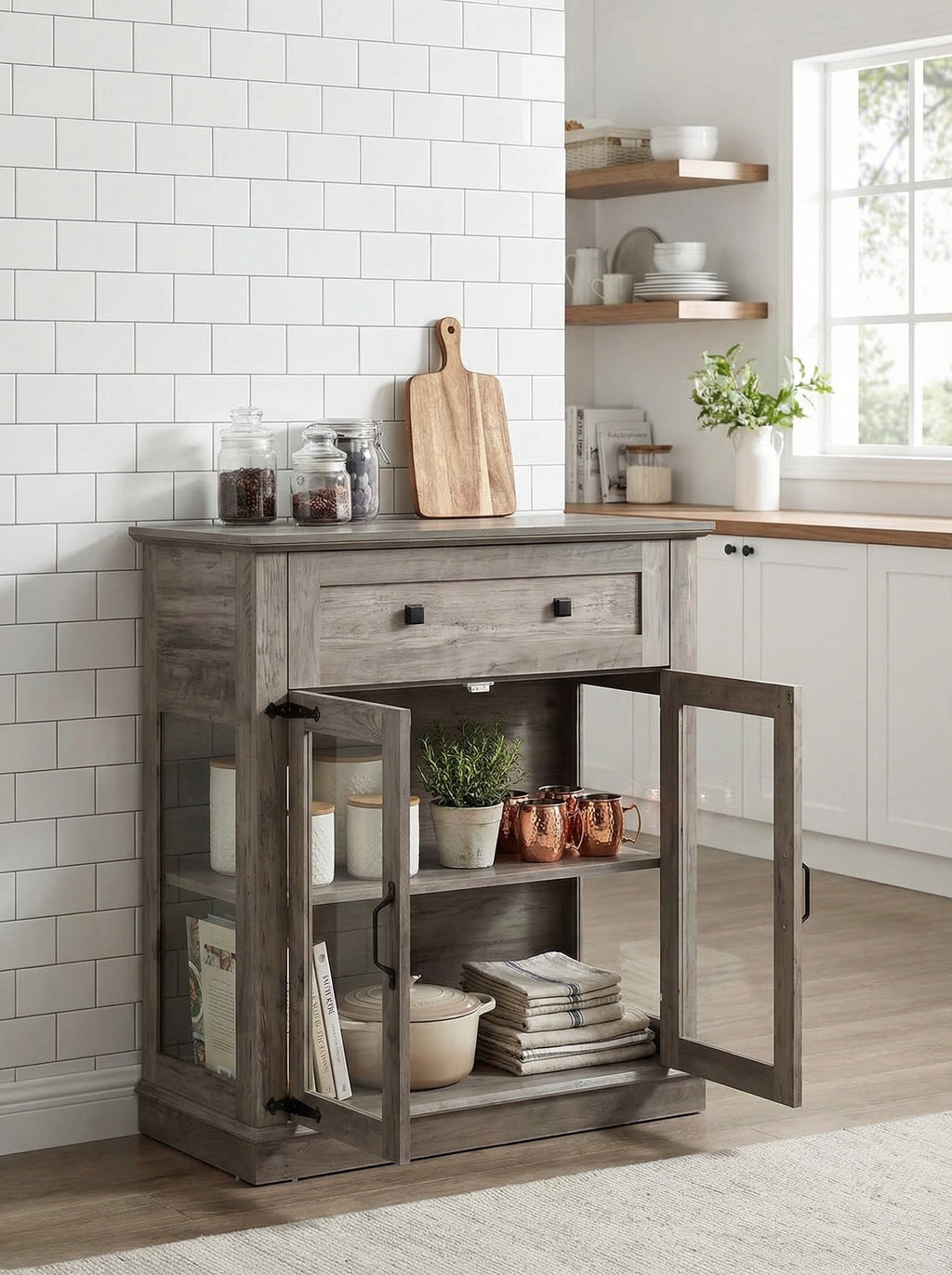 Modern Glass-Door Storage Cabinet