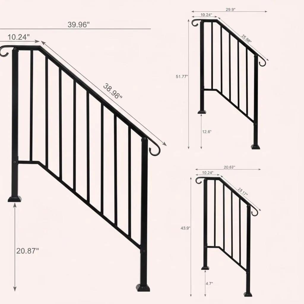 Adjustable Outdoor Stair Handrail for 1–4 Steps