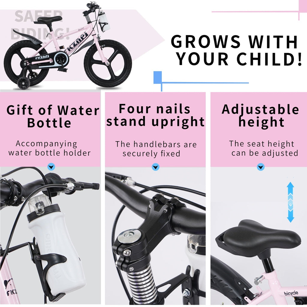 16–18 Inch Kids Bike with Training Wheels – Pink or Purple