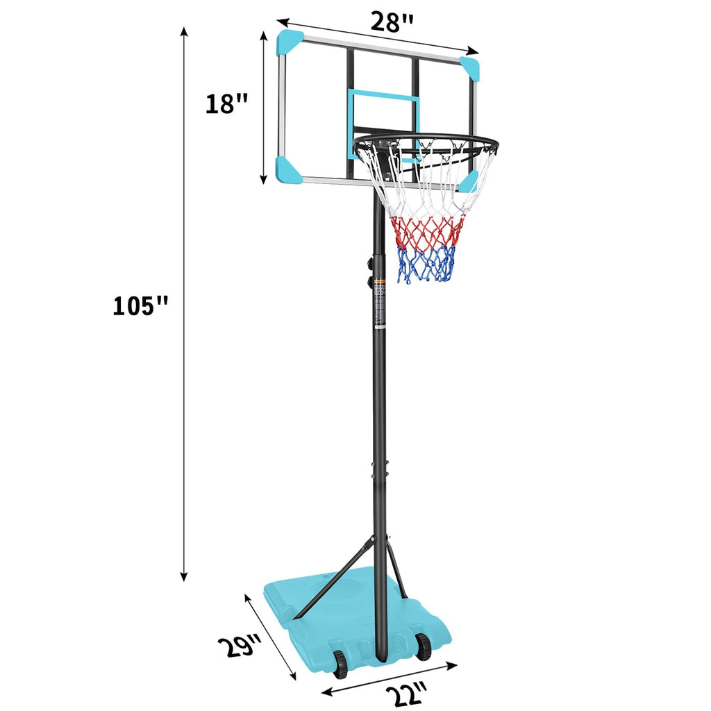 Kids Adjustable Basketball Hoop – Blue or Pink, 5.6–7 ft