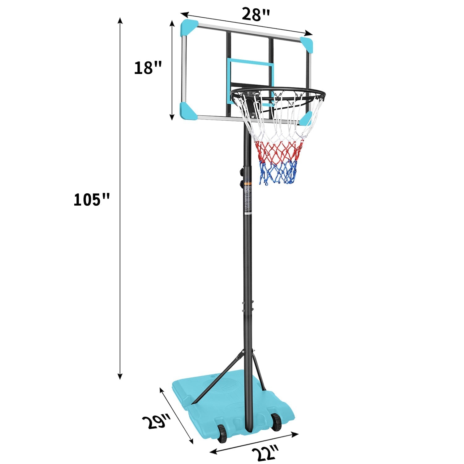 Kids Adjustable Basketball Hoop – Blue or Pink, 5.6–7 ft