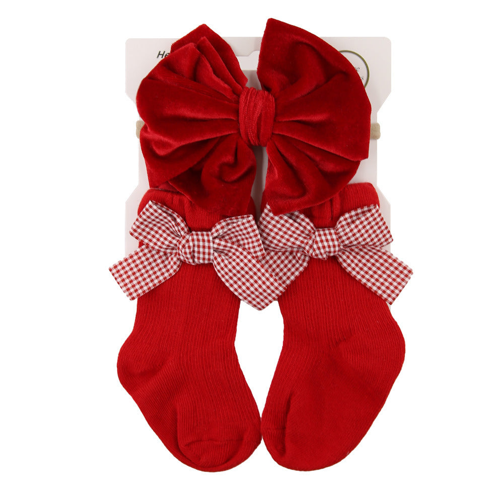 Christmas Bow Headband & Sock Set