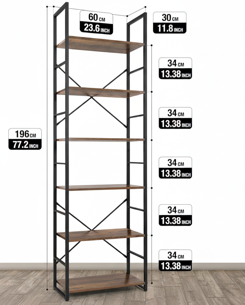 Industrial Multi-Tier Bookshelf