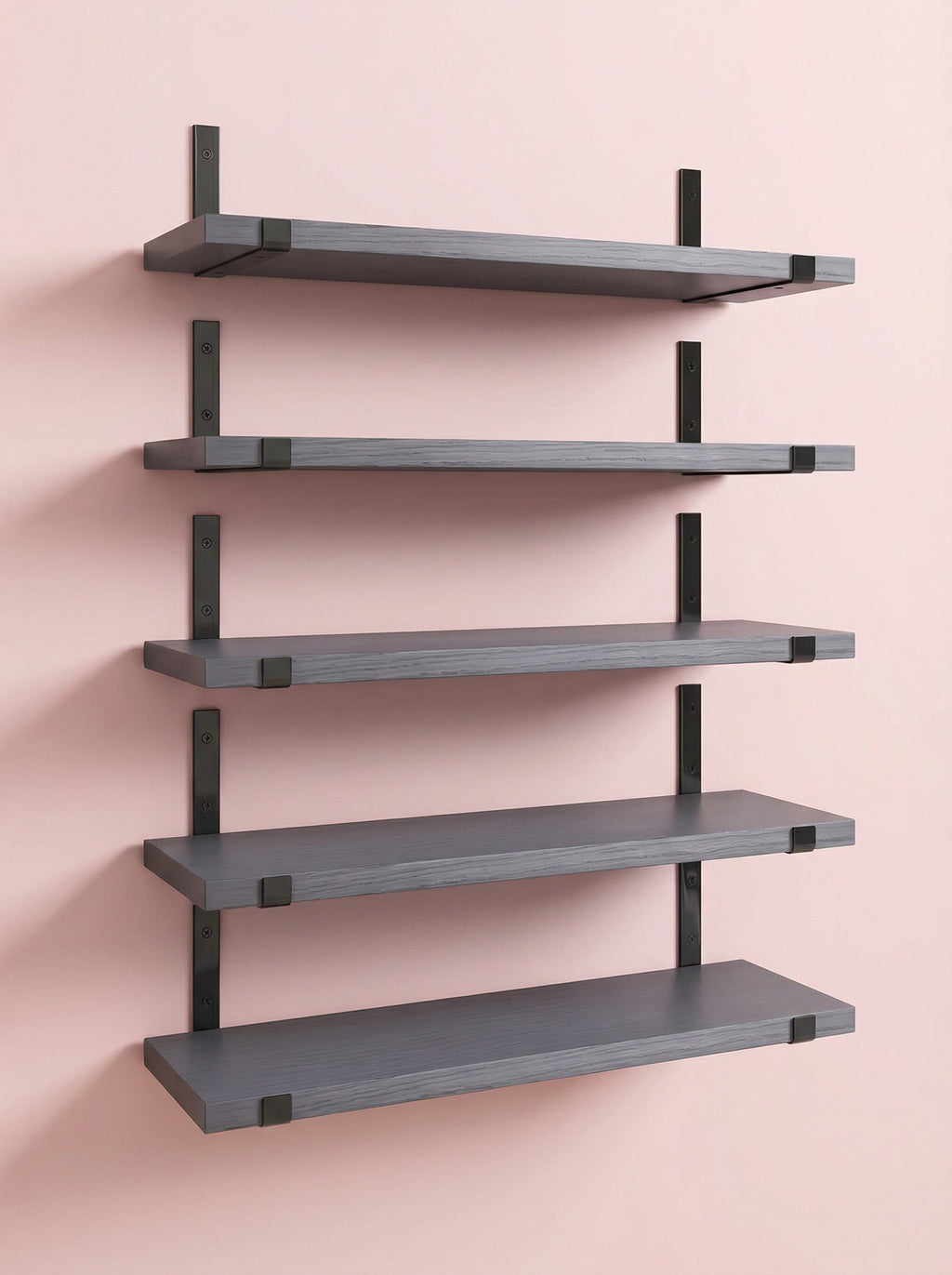 Rustic Wall Shelves with Metal Brackets – 5/8 Pack