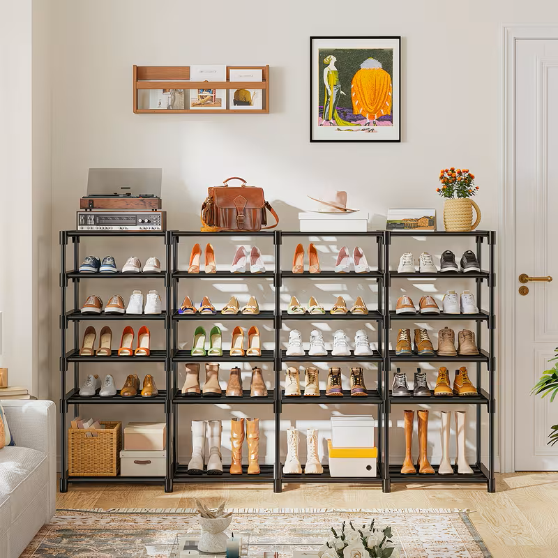 Multi-Tier Shoe Rack with Side Hooks