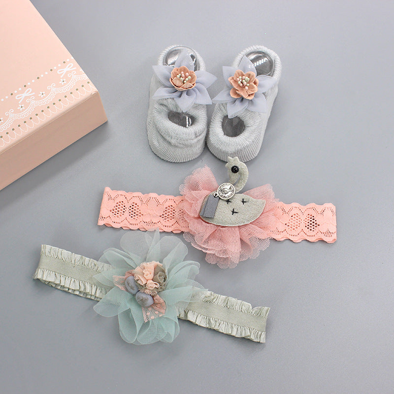 Baby Girl Headband & Sock Accessory Set