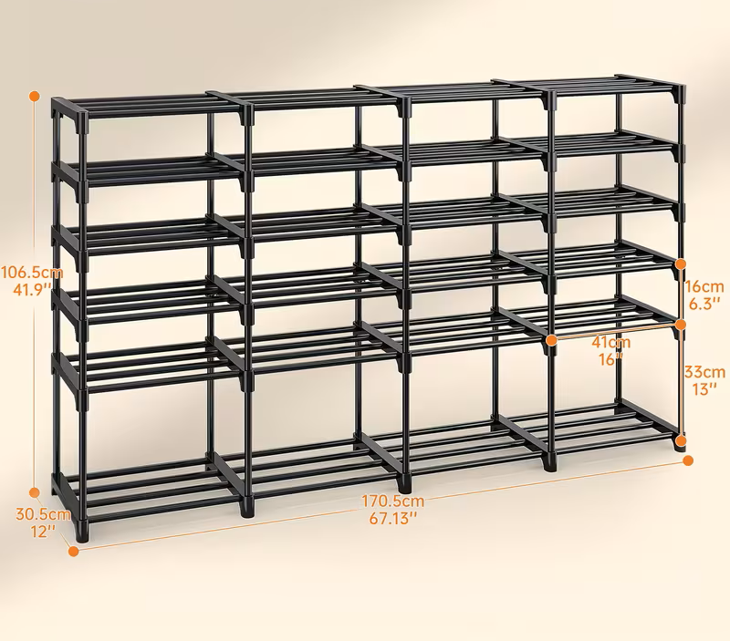 Multi-Tier Shoe Rack with Side Hooks