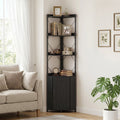 71-Inch 6-Tier Corner Bookshelf with Cabinet