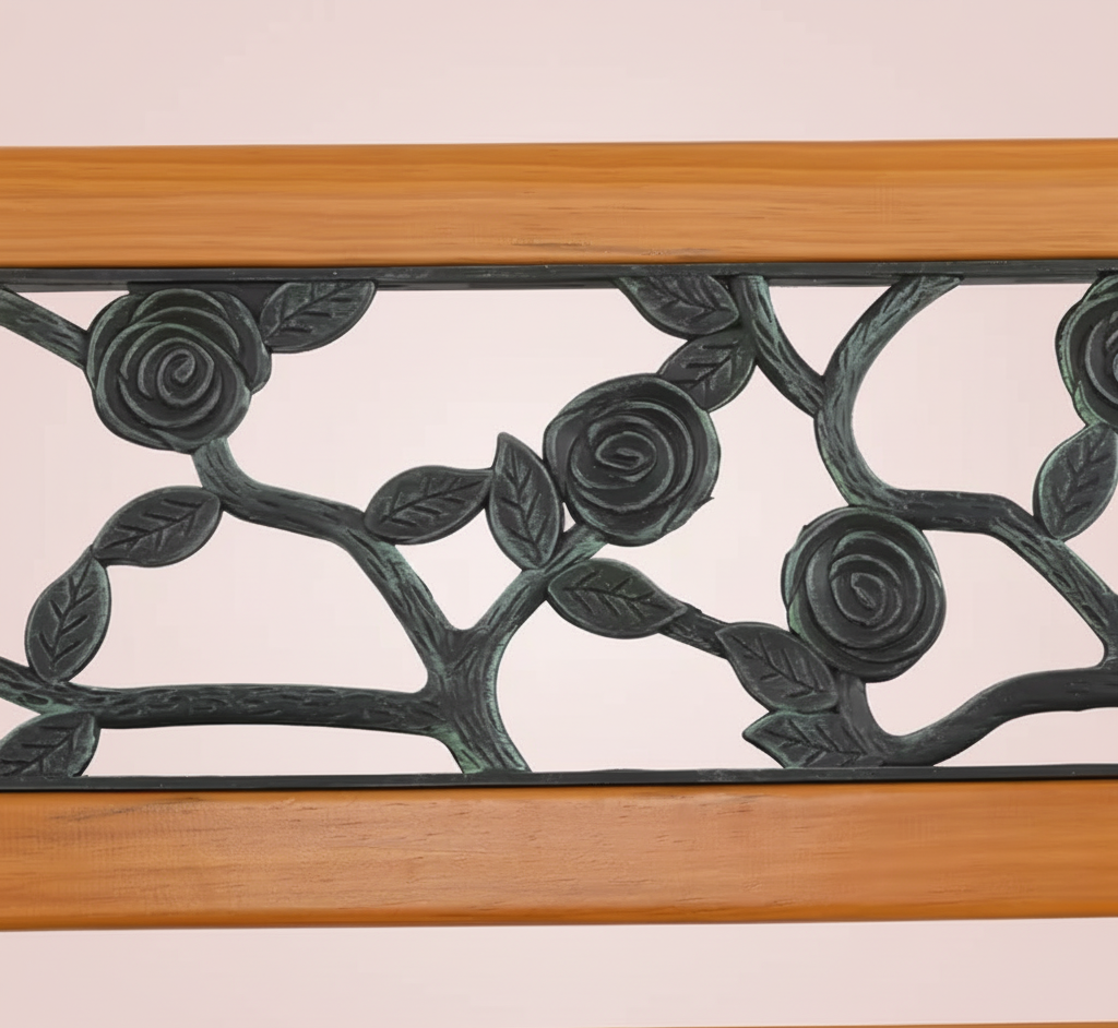Cast Iron & Wood Outdoor Garden Bench
