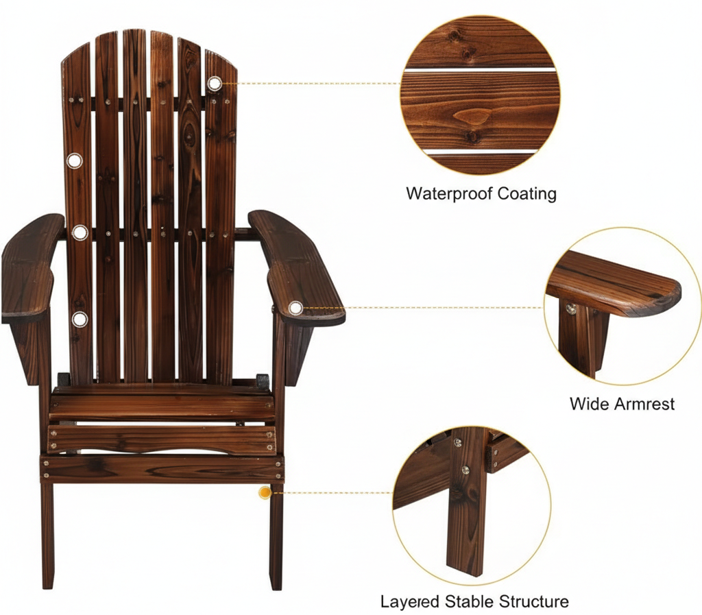 Folding Wooden Adirondack Chair
