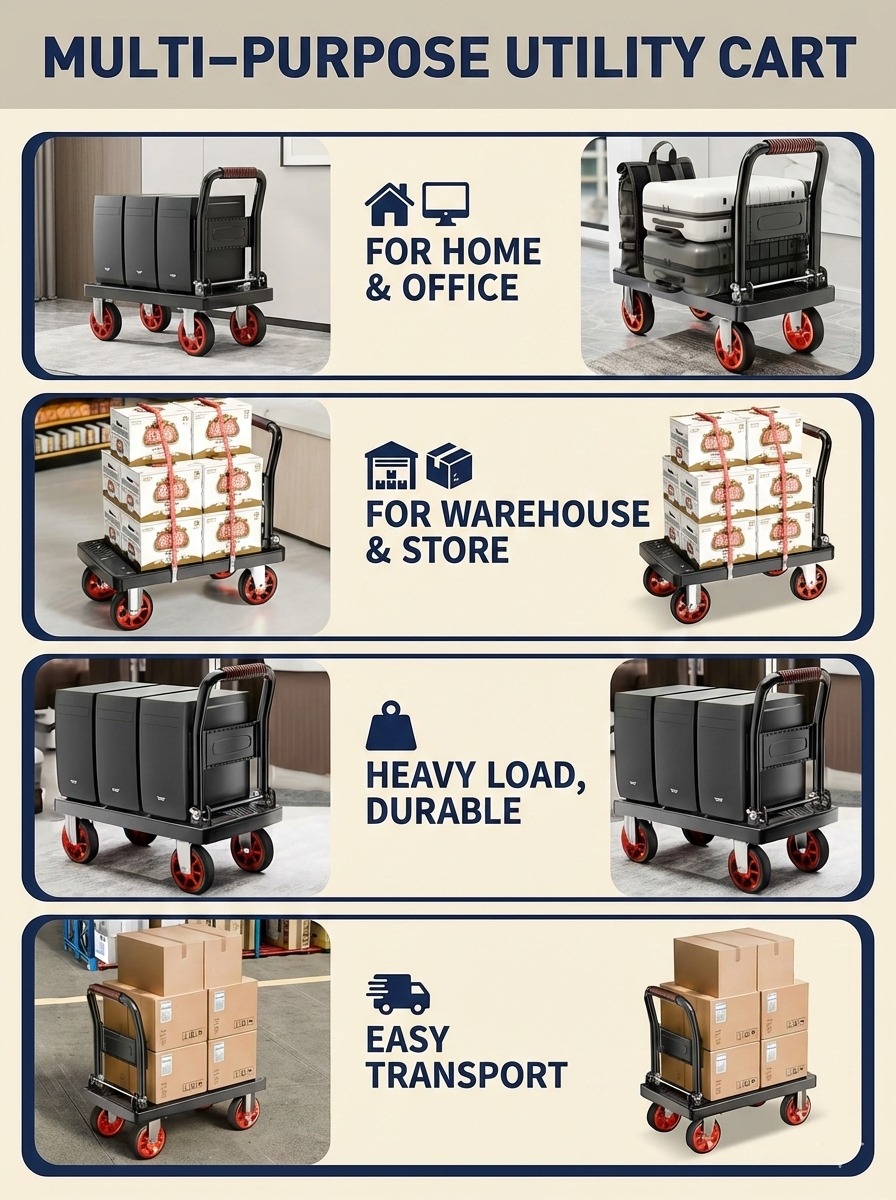 Heavy-Duty Folding Platform Cart – 350/660/820 lb