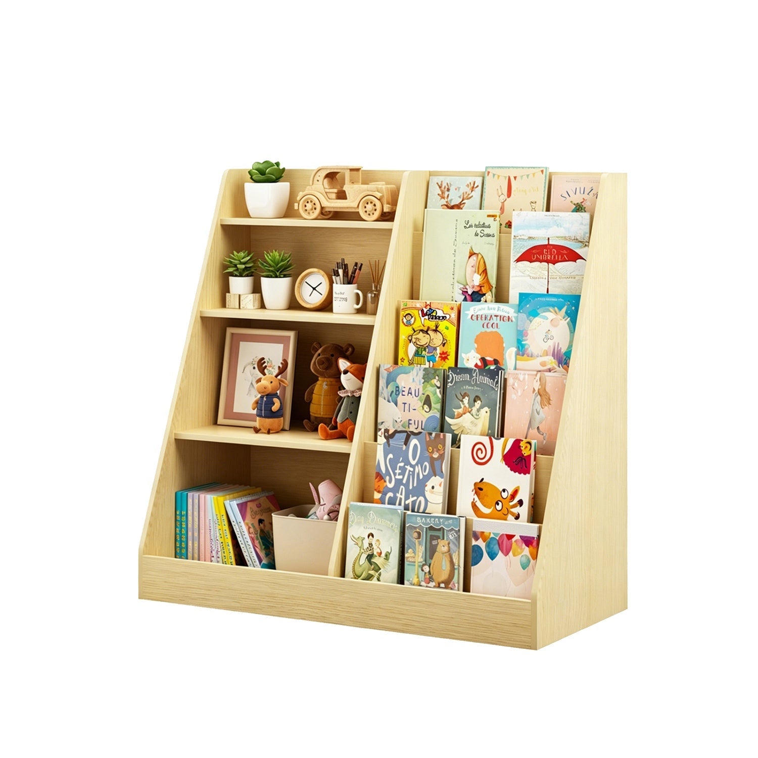 Kids Bookshelf & Toy Organizer – Natural or Pink