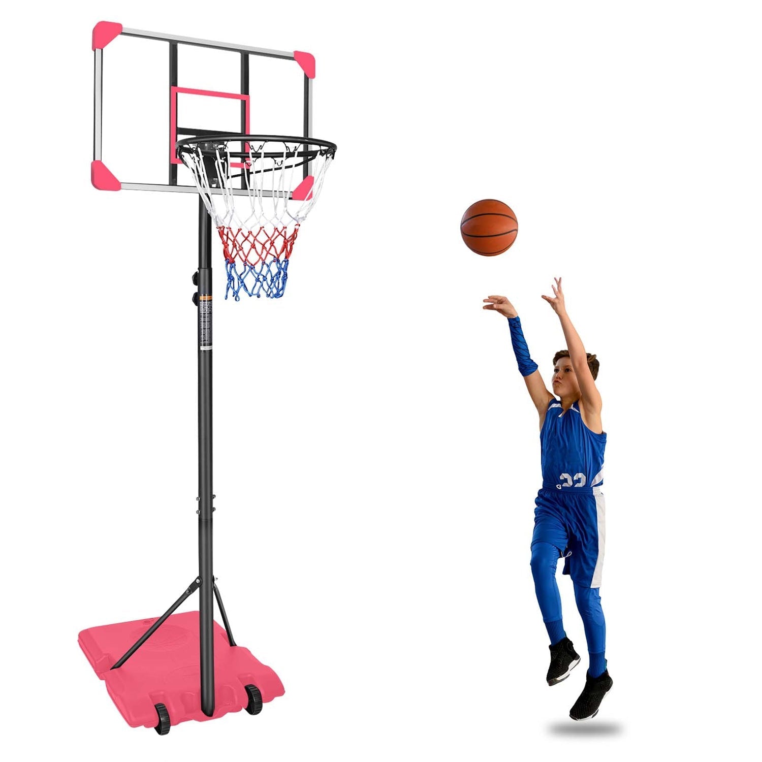 Kids Adjustable Basketball Hoop – Blue or Pink, 5.6–7 ft