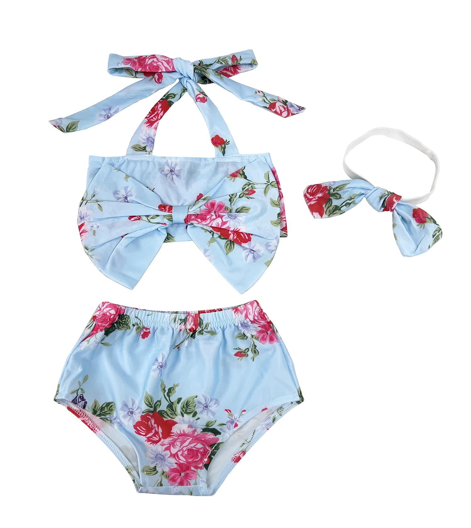 Floral Bow 3-Piece Toddler Girl Swimsuit Set
