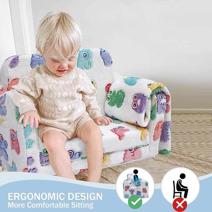 Kids Fold-Out Sofa with Blanket – 9 Styles